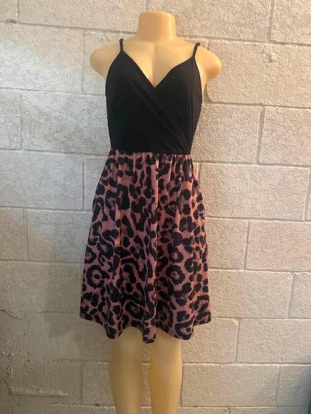 Styleword Black & Pink Leopard Print Dress Size Small